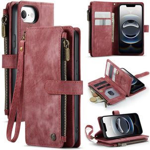 CaseMe C30 iPhone 16e Hoesje Bookcase Portemonnee - Rood