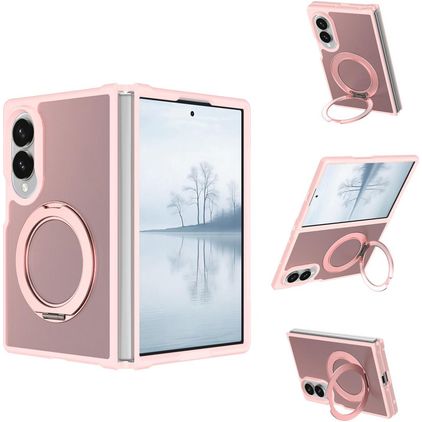 Mobigear 360 Rotating Ring Samsung Galaxy Z Fold 8 Ultra MagSafe Hoesje Hardcase Backcover met Ringhouder - Roze