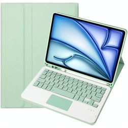 Mobigear Keys iPad Air 11 Inch (2024) Hoes QWERTY Bluetooth Toetsenbord Bookcase + Stylus Houder - Light Green