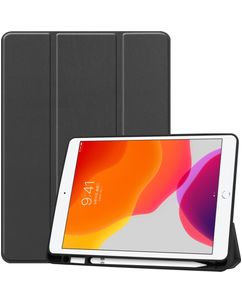 Mobigear Tri-Fold Gel iPad 9 (2021) Hoes TPU,Kunstleer Bookcase + Stylus Houder - Zwart