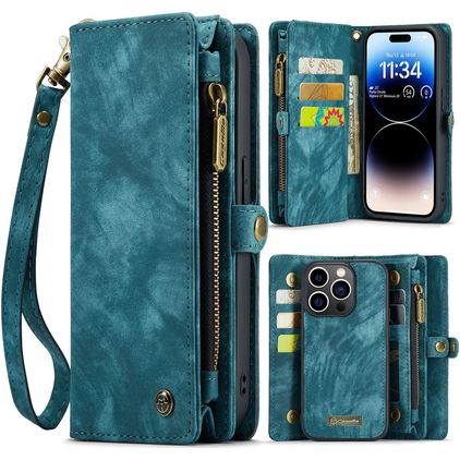 Caseme 008 iPhone 14 Pro Hoesje Uitneembare 2in1 Bookcase Portemonnee - Blauw