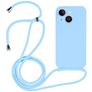 Mobigear Lanyard iPhone 15 Siliconen Hoesje met koord - Blauw