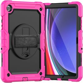 Mobigear SureGrip Xtreme Samsung Galaxy Tab A9 Plus (2023) Hoes Hard Kunststof,Siliconen Backcover + Schouderband + Standaard - Roze