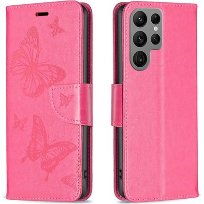 Mobigear Butterfly Samsung Galaxy S24 Ultra Hoesje Bookcase Portemonnee - Rood