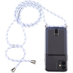Mobigear Lanyard iPhone 12 Mini Flexibel TPU Hoesje met koord - Transparant / Wit