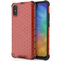 Mobigear Honeycomb Xiaomi Redmi 9A Hoesje Hardcase Backcover Shockproof - Rood