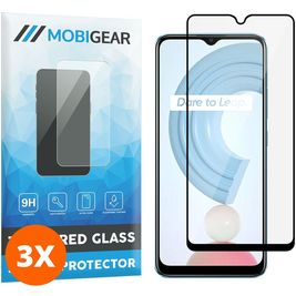 Mobigear Premium Realme C21 Glazen Screenprotector - Case Friendly - Zwart (3-Pack)