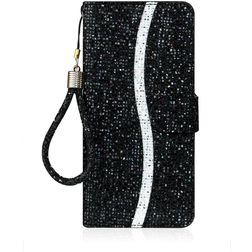 Mobigear Glitter iPhone 12 Mini Hoesje Bookcase Portemonnee - Zwart