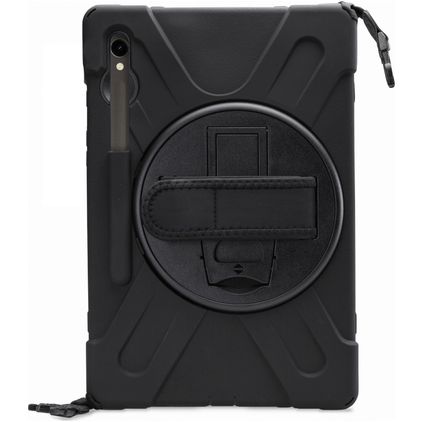Xccess Survivor All-round Samsung Galaxy Tab S9 FE Hoes Hard Kunststof,Siliconen Backcover + Schouderband + Standaard - Zwart