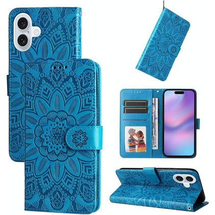 Mobigear Sunflower iPhone 17 Hoesje Bookcase Portemonnee - Blauw