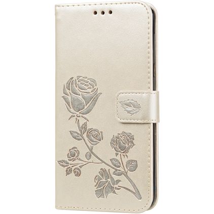 Mobigear Roses Samsung Galaxy A10 Hoesje Bookcase Portemonnee - Goud