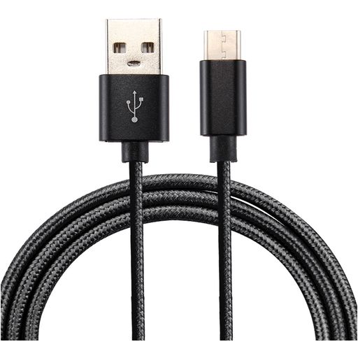 Mobigear Nylon USB-A naar USB-C Kabel 2 Meter - Zwart