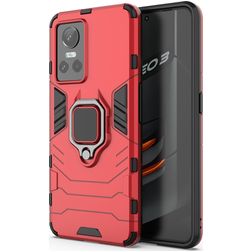 Mobigear Armor Ring Realme GT Neo 3 Hoesje Hardcase Backcover Shockproof met Ringhouder - Rood