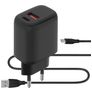 Mobiparts Dual USB / USB-C Oplader Micro USB 1 Meter Power Delivery 20W 3A - Zwart