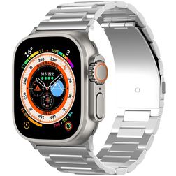 Mobigear Perth Titanium Apple Watch Bandje Vouwsluiting - 49/46/45/44 mm - Zilver
