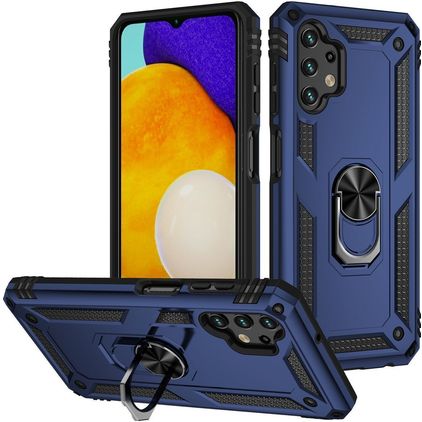 Mobigear Armor Ring Samsung Galaxy A13 4G Hoesje Hardcase Backcover Shockproof met Ringhouder - Blauw