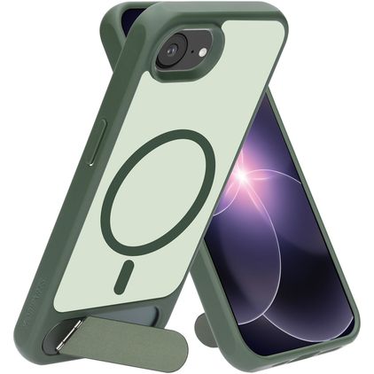 Mobiparts Hardcover iPhone 16e MagSafe Hoesje Hardcase Backcover met Standaard - Satin Green