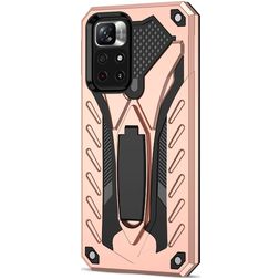Mobigear Armor Stand Xiaomi Redmi Note 11T Hoesje Hardcase Backcover Shockproof met Standaard - Roségoud