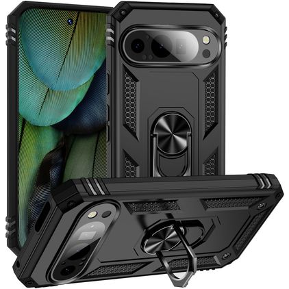 Mobigear Armor Ring Google Pixel 9 Pro Hoesje Hardcase Backcover Shockproof met Ringhouder - Zwart