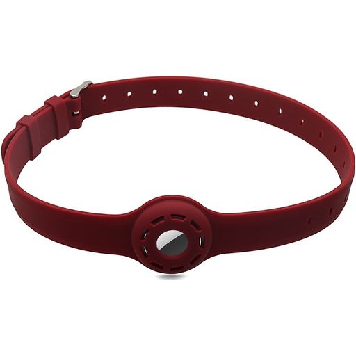 Mobigear Apple AirTag Hoesje Flexibel Siliconen Halsband - 23.5 - 47.5 cm - Bordeaux Rood