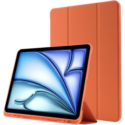 Mobigear Tri-Fold Gel iPad Air 11 Inch (2026) Hoes TPU,Kunstleer Bookcase + Stylus Houder - Oranje