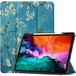 Mobigear Tri-Fold Gel iPad Pro 12.9 Inch (2021) Hoes TPU,Kunstleer Bookcase + Stylus Houder - Amandelbloesem