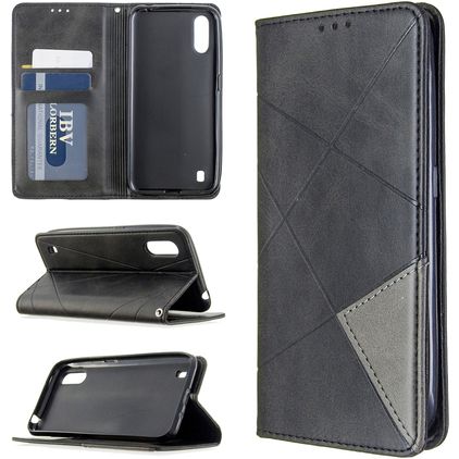 Mobigear Rhombus Slim Samsung Galaxy A01 Hoesje Bookcase - Zwart
