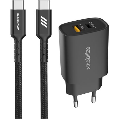 Mobigear Essentials Single USB-C Oplader USB-C 1 Meter Power Delivery 25W - Zwart