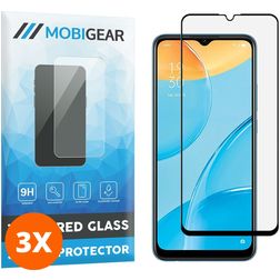 Mobigear Premium OPPO A15 Glazen Screenprotector - Case Friendly - Zwart (3-Pack)