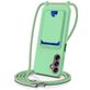 Mobigear Lanyard Card Samsung Galaxy S24 FE Siliconen Hoesje met koord en Pasjeshouder - Groen