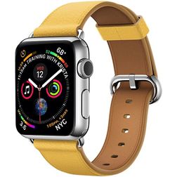 Mobigear Roma Leren Apple Watch Bandje Gespsluiting - 49/46/45/44 mm - Cognac