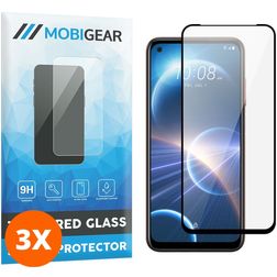 Mobigear Premium HTC Desire 22 Pro Glazen Screenprotector - Case Friendly - Zwart (3-Pack)