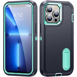 Mobigear Rugged Stand iPhone 14 Pro Hoesje Hardcase Backcover Shockproof met Standaard - Donkerblauw