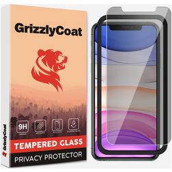 GrizzlyCoat Easy Fit AntiSpy iPhone X Glazen Screenprotector Privacy - Case Friendly + Installatie Frame