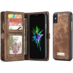 CaseMe 008 iPhone XS Hoesje Uitneembare 2in1 Bookcase Portemonnee - Bruin