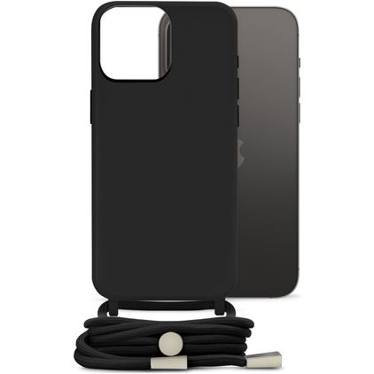 Mobilize Lanyard Gelly iPhone 14 Pro Max Flexibel TPU Hoesje met koord - Zwart