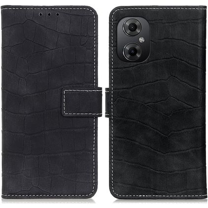 Mobigear Croco POCO M5 Hoesje Bookcase Portemonnee - Zwart