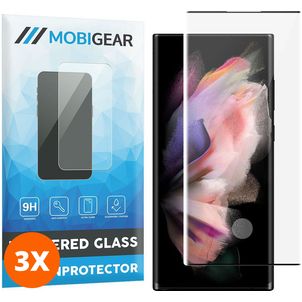 Mobigear Curved Samsung Galaxy S23 Ultra Glazen Screenprotector - Case Friendly - Zwart (3-Pack)
