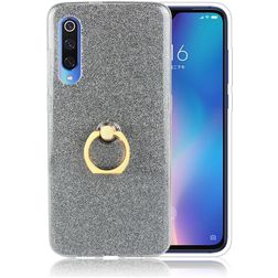 Mobigear Glitter Ring Xiaomi Mi 9 Hoesje Flexibel TPU Backcover met Ringhouder - Zwart