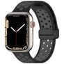 Mobigear Sport Plus Mag Siliconen Apple Watch Bandje Magneetsluiting - 42/41/40/38 mm - Zwart / Grijs