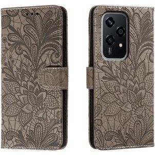 Mobigear Flowers HONOR 200 Lite Hoesje Bookcase Portemonnee - Grijs