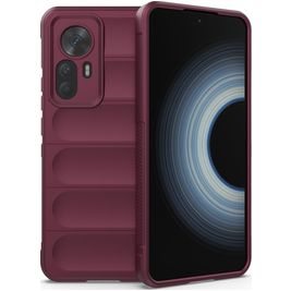 Mobigear Bumpy Xiaomi 12T Hoesje Flexibel TPU Backcover - Bordeaux Rood
