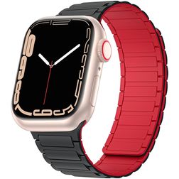 Mobigear Loop Mag Siliconen Apple Watch Bandje Magneetsluiting - 42/41/40/38 mm - Zwart / Rood