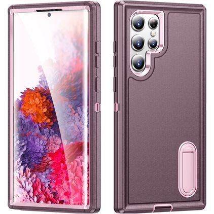 Mobigear Rugged Stand Samsung Galaxy S23 Ultra Hoesje Hardcase Backcover Shockproof met Standaard - Paars