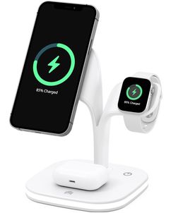 Mobigear MagStation Pro 3in1 MagSafe Oplaadstation voor iPhone / AirPods en Apple Watch - Wit