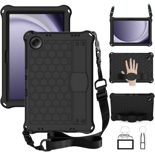 Mobigear HexStrap Samsung Galaxy Tab A9 Plus (2023) Hoes EVA Schuim Backcover + Schouderband - Zwart