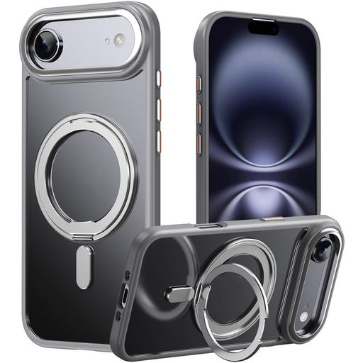 Mobigear Frosted Mag iPhone Air MagSafe Hoesje Hardcase Backcover met Standaard - Grijs
