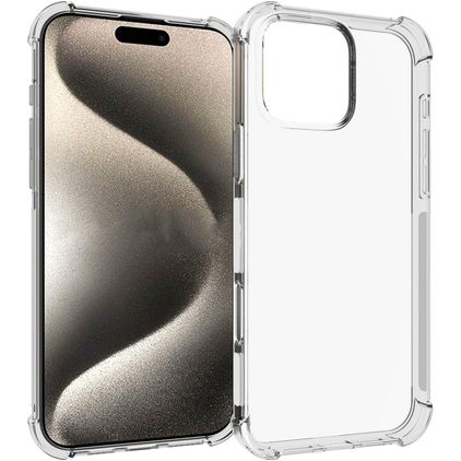 Mobigear Cushion Doorzichtig iPhone 16 Pro Max Hoesje Flexibel TPU Backcover - Transparant