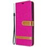 Mobigear Fabric Samsung Galaxy A21 Hoesje Stof Bookcase Portemonnee - Magenta