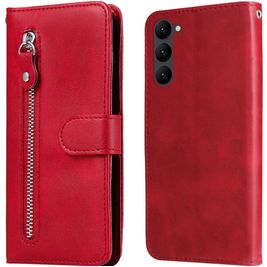 Mobigear Zipper Samsung Galaxy S23 Hoesje Bookcase Portemonnee - Rood